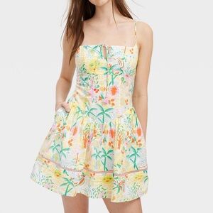 NWT Size XS Roller Rabbit x Target Vacation Drop Waist Tropical Print Mini Dress